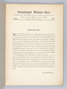 Strassburger Münster-Blatt. Organ des Strassburger Münster-Vereins ( Jahrgang I bis V : . 1903 -1908) [ Ensemble des 5 Premiers numéros ] N° 1 année ...