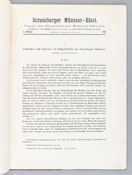 Strassburger Münster-Blatt. Organ des Strassburger Münster-Vereins ( Jahrgang I bis V : . 1903 -1908) [ Ensemble des 5 Premiers numéros ] N° 1 année ...