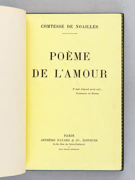 Poème de l'Amour [ Edition originale ]. NOAILLES, Comtesse de ; [ NOAILLES, Anna de ]