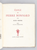 Eloge de Pierre Bonnard par Léon Werth. Orné de dix lithographies [ Edition originale - Manque un hors texte]. WERTH, Léon ; BONNARD, Pierre