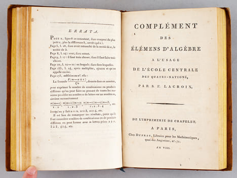 Elémens d'Algèbre, à l'usage de l'Ecole Centrale des Quatre-Nations [ Avec : ] Complément des élémens d'Algèbre à l'usage de l'Ecole Centrale des ...