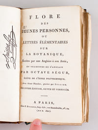 Flore des Jeunes Personnes, ou Lettres Elémentaires sur la Botanique, écrites par une Anglaise à son Amie