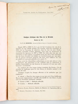 Analyse chimique des Vins Rouges du Département de la Gironde, Récolte de 1887 [ Avec : ] Analyse chimique des Vins du Département de la Gironde, Vins ...