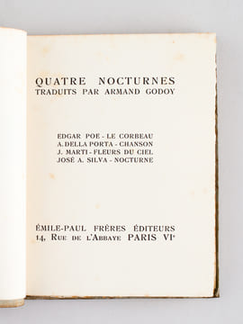 Quatre Nocturnes traduits par Armand Godoy [ Livre dédicacé par l'auteur ] [ Avec : ] Armando Godoy, Poeta Frances. El hombre - Ritmismo - Musicismo - ...
