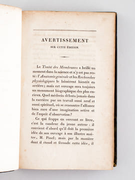 Traité des Membranes en général, et de Diverses Membranes en particulier.. BICHAT, Xavier ; MAGENDIE, M. François