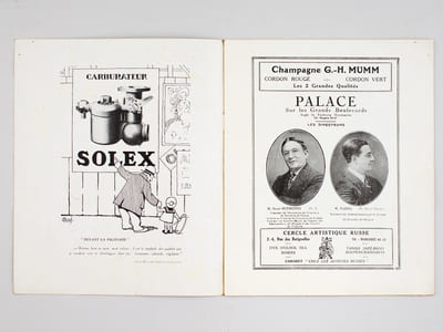 Palace. Music-Hall Boulevard angle Faubourg Montmartre. Grock le premier comique du monde pour la première fois joue, chante et danse dans la plus formidable des revues à grand spectacle : Paris-Voyeur ! Programme