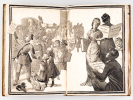 Recueil de coupures de journaux, illustrations et publicités anciennes découpées et contrecollées dont affiche Hetzel pour les Etrennes 1880 dite "Le ...