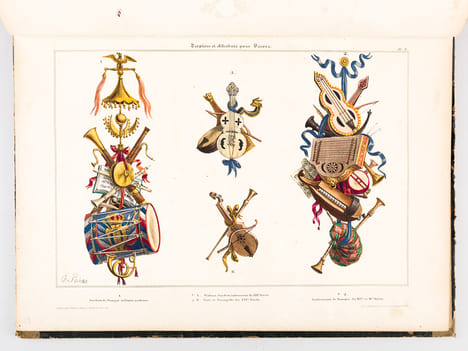 Recueil de Trophées et attributs allégoriques pour les Sciences, les Arts, la Mythologie et la Religion [ Contient également : Recueil de Trophées ...