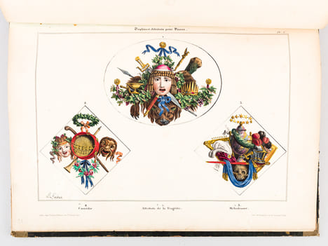 Recueil de Trophées et attributs allégoriques pour les Sciences, les Arts, la Mythologie et la Religion [ Contient également : Recueil de Trophées ...