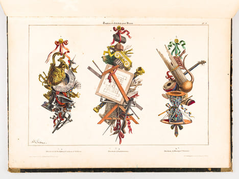 Recueil de Trophées et attributs allégoriques pour les Sciences, les Arts, la Mythologie et la Religion [ Contient également : Recueil de Trophées ...