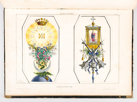 Recueil de Trophées et attributs allégoriques pour les Sciences, les Arts, la Mythologie et la Religion [ Contient également : Recueil de Trophées ...