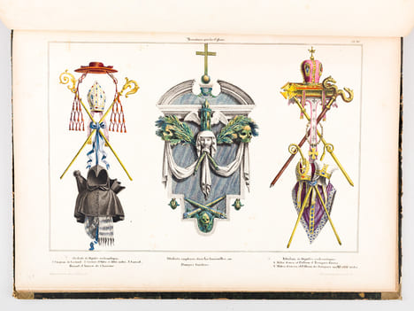 Recueil de Trophées et attributs allégoriques pour les Sciences, les Arts, la Mythologie et la Religion [ Contient également : Recueil de Trophées ...
