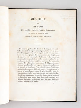 Mémoire sur les Signes employés par les Anciens Egyptiens à la notation des divisions du Temps dans leurs trois systèmes d'écriture par M. Champollion ...