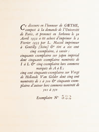 Discours en l'honneur de Goethe