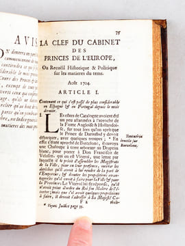 La Clef du Cabinet des Princes de l'Europe, Ou Recuëil Historique & Politique sur les matières du tems. Tome Premier. Juillet 1704 - Aoust 1704 - ...