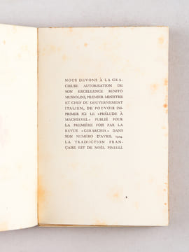 Le Prince de Machiavel. Préface de Benito Mussolini. MACHIAVEL ; (MUSSOLINI, Benito)