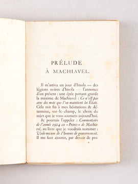 Le Prince de Machiavel. Préface de Benito Mussolini. MACHIAVEL ; (MUSSOLINI, Benito)