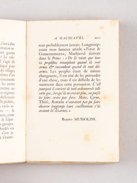 Le Prince de Machiavel. Préface de Benito Mussolini. MACHIAVEL ; (MUSSOLINI, Benito)