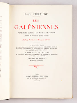 Les Galéniennes. Fantaisies rimées en marge du Codex suivies de quelques autres poèmes.. TORAUDE, L.-G.