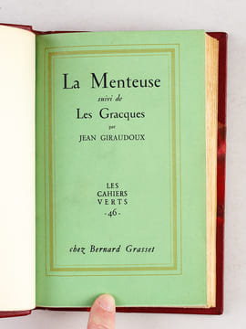 La Menteuse suivi de Les Gracques. GIRAUDOUX, Jean