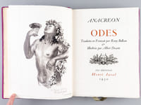 Odes d'Anacréon. Traduites en Français par Remy Belleau & Illustrées par Albert Decaris [ Avec un lavis original signé par Decaris ]