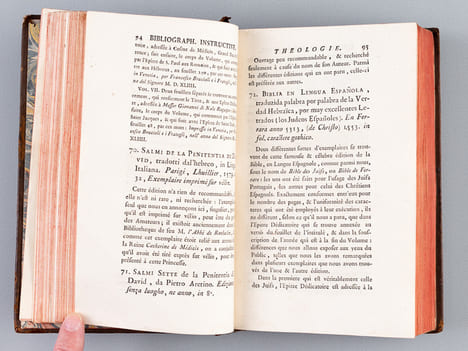 Bibliographie Instructive : ou Traité de la Connoissance des Livres rares et Singuliers. Volume de Théologie. DE BURE, Guillaume-François