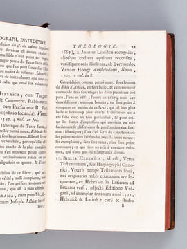 Bibliographie Instructive : ou Traité de la Connoissance des Livres rares et Singuliers. Volume de Théologie. DE BURE, Guillaume-François