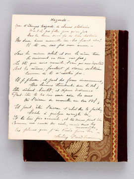 Manuscrit [ Recueil de poésies et pièces diverses, dont copies de poèmes de Sully Prudhomme au verso de 5 faire-parts de mariage de Jeanne Geruzez, ...