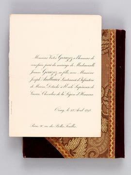 Manuscrit [ Recueil de poésies et pièces diverses, dont copies de poèmes de Sully Prudhomme au verso de 5 faire-parts de mariage de Jeanne Geruzez, ...