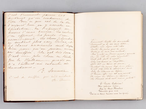 Manuscrit [ Recueil de poésies et pièces diverses, dont copies de poèmes de Sully Prudhomme au verso de 5 faire-parts de mariage de Jeanne Geruzez, ...