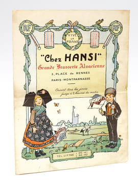 [ Menu / Carte ] "Chez Hansi" Grande Brasserie Alsacienne 3, Place de Rennes. Paris-Montparnasse. HANSI