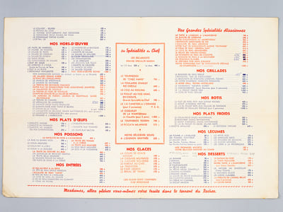 [ Menu / Carte ] "Chez Hansi" Grande Brasserie Alsacienne 3, Place de Rennes. Paris-Montparnasse