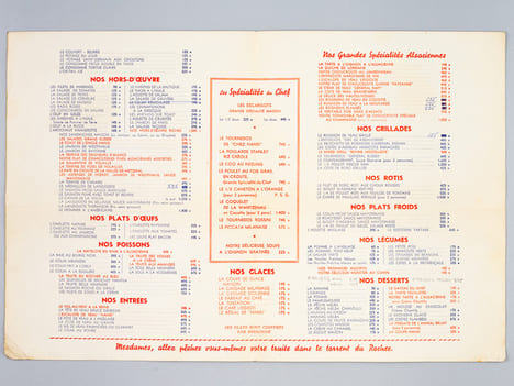 [ Menu / Carte ] "Chez Hansi" Grande Brasserie Alsacienne 3, Place de Rennes. Paris-Montparnasse. HANSI