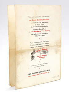 [ Menu / Carte ] "Chez Hansi" Grande Brasserie Alsacienne 3, Place de Rennes. Paris-Montparnasse