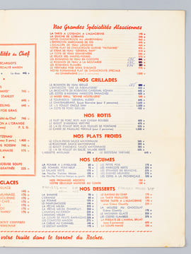 [ Menu / Carte ] "Chez Hansi" Grande Brasserie Alsacienne 3, Place de Rennes. Paris-Montparnasse. HANSI