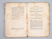 Liste des noms des ci-devant Nobles, Nobles de Race, Robins, Financiers, Intrigans, & de tous les aspirans à la noblesse, ou escroc d'icelle ; Avec des notes sur leurs familles. Seconde Partie, Contenant les Numéros 17 à 32, Avec une Table Alphabétique