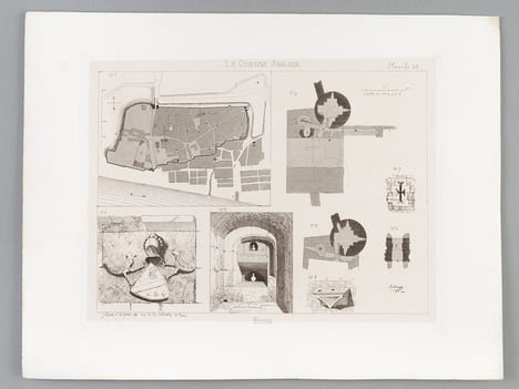 Bourg. Porte du Fort (Extérieur) [ On joint : ] [ Plans et vues de détails de Bourg ]  [ On joint : ]  Crypte de la Libarde [ Eaux-fortes originales ...
