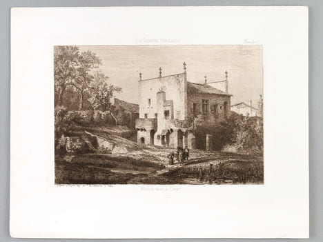 Moulin Neuf à Espiet [ Eau-forte originale extraite de la Guienne Militaire, Planche 31 ]. DROUYN, Léo