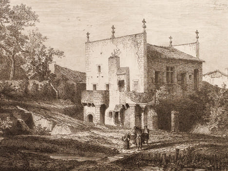 Moulin Neuf à Espiet [ Eau-forte originale extraite de la Guienne Militaire, Planche 31 ]. DROUYN, Léo