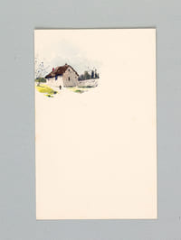 Lot de 9 cartes ornées d'une aquarelle originale (vue de village ou de hameau dans la campagne française)