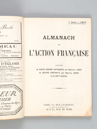 Almanach de l'Action Française (Lot de 6 Almanachs : n° 1 : 1909 ; 2 : 1910 ; 3 : 1911 ; 4 : 1912 ; 6 : 1914 ; 7 : 1917)