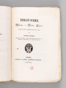 Feuillets d'Album. Mélanges et Poésies légères, avec douze airs notés et accompagnement pour guitare et piano [ Edition originale ]. BOUILHET, Adolphe