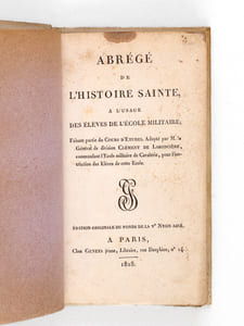 Abrégé de l'Histoire Sainte à l'usage des Elèves de l'Ecole Militaire