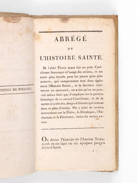 Abrégé de l'Histoire Sainte à l'usage des Elèves de l'Ecole Militaire. Collectif