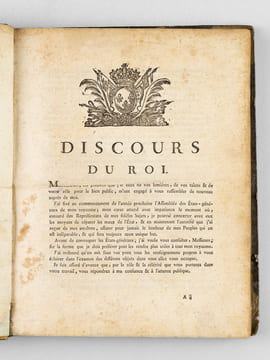 [ Recueil de 9 titres ] Discours, du Roi, de M. le Garde des Sceaux, et de M. le Directeur Général des Finances à l'Ouverture de l'Assemblée des ...