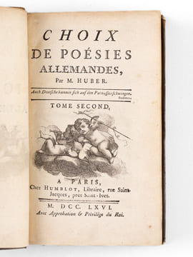 Choix de Poésies allemandes (4 Tomes - Complet). HUBER, Michael ; (Schmidt, Breitenbauch, Schlegel, Wieland, Rost, Kleist, Gessner, Hagedorn, Gellert, ...