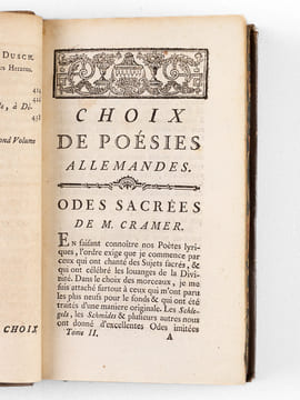 Choix de Poésies allemandes (4 Tomes - Complet). HUBER, Michael ; (Schmidt, Breitenbauch, Schlegel, Wieland, Rost, Kleist, Gessner, Hagedorn, Gellert, ...