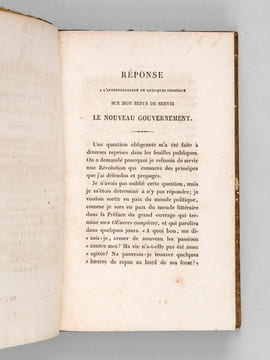 De la Restauration et de la Monarchie Elective ou Réponse à l'interpellation de quelques Journaux sur mon refus de servir le Nouveau Gouvernement [ ...