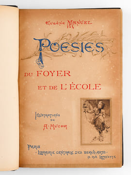 Poésies du Foyer et de l'Ecole. Extraites des Oeuvres de l'auteur avec des pièces inédites. Illustrations de A. Mucha. MANUEL, Eugène ; MUCHA, Alfons ...