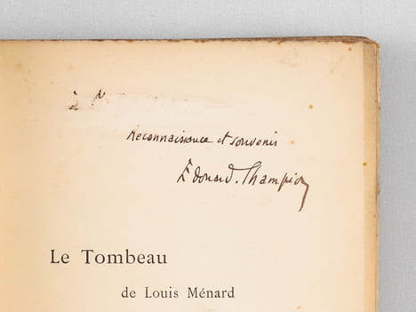 Le Tombeau de Louis Ménard [ Edition originale - Livre dédicacé par l'auteur ] Monument du Souvenir élevé par Mme Juliette Adam, MM. Léon Barracand, ...